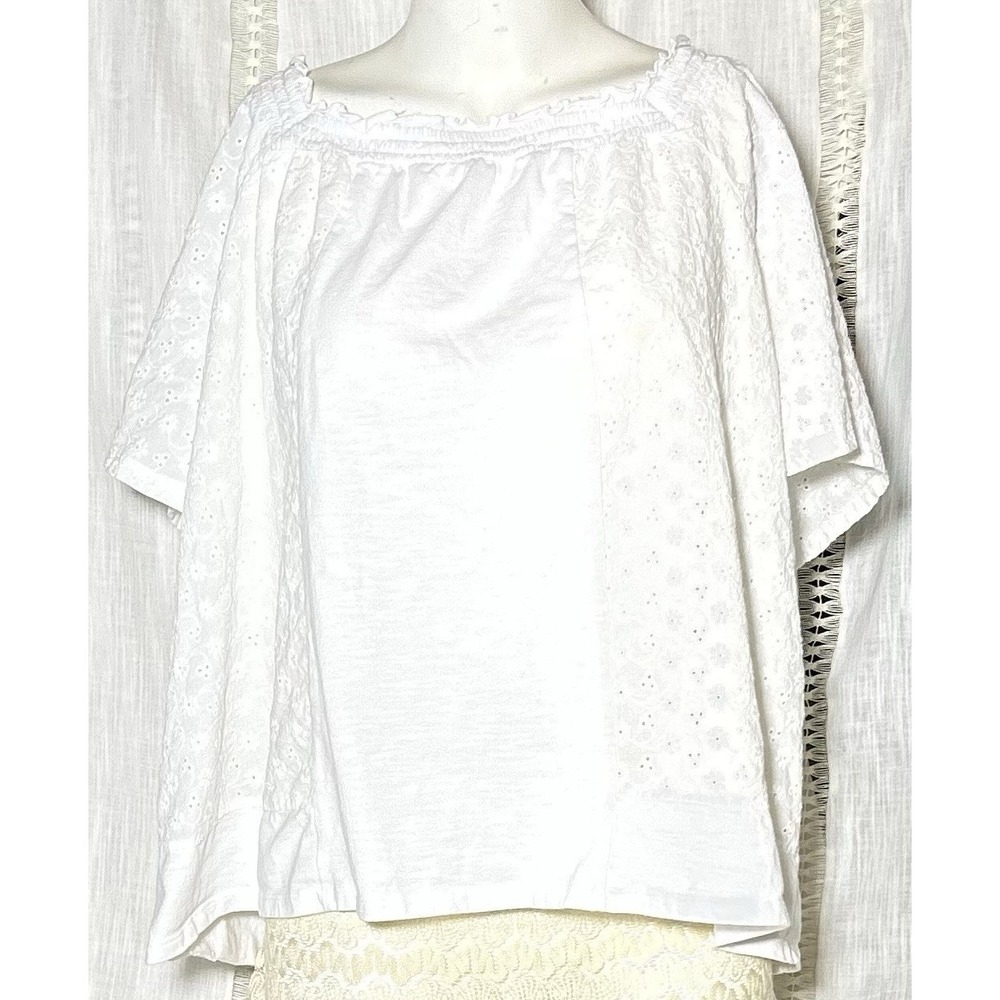 Lane Bryant Relaxed White Eyelet top Size 26/28